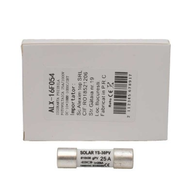 Siguranta fuzibila fotovoltaica 1000V 25A 10x38 , ALX-16F057