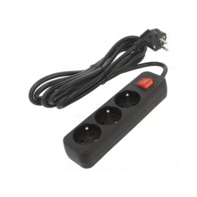 Prelungitor Lanberg 3 prize cu intrerupator de 3m negru , PS1-03E-0300-BK