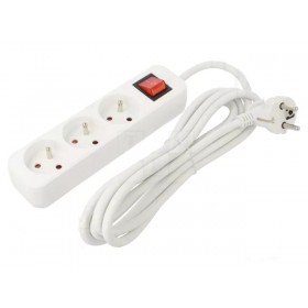 Prelungitor Lanberg 3 prize cu intrerupator de 3m alb ,PS1-03E-0300-W