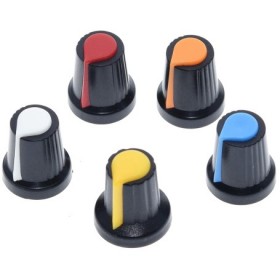 Set 10 butoane plastic, 17x16mm, pentru potentiometre ax zimtat 6mm, 69319