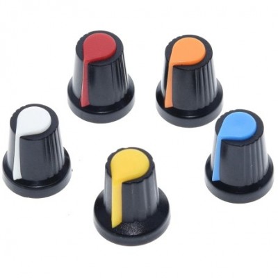 Set 10 butoane plastic, 17x16mm, pentru potentiometre ax zimtat 6mm, 69319