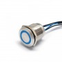 Buton Push Metalic, 12V DC, 19mm, cu Retinere, Led Albastru, 4