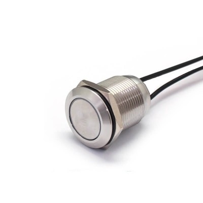 Buton Push Metalic, 12V DC, 19mm, cu Retinere, 2 fire 20cm