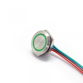 Buton Push Metalic, 12-24V DC, 19mm, fara Retinere, Led Verde