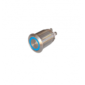 Buton Push Metalic, 12-24V DC, 19mm, cu Retinere, Led Albastru
