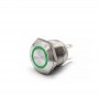 Buton Push Metalic, 12-24V DC, 19mm, fara Retinere, Led Verde