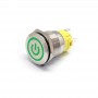 Buton Push Metalic, 12V DC, 19mm, cu Retinere, Led Verde
