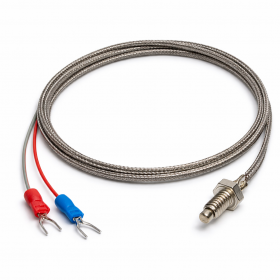 Termocuplu tip J, M6, 1 metru, teaca inox impletit, plaja