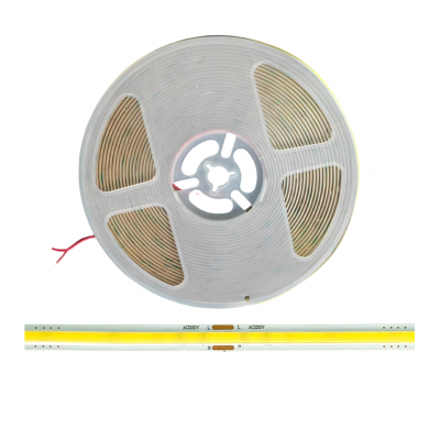 Banda LED COB alb cald, 3000K, 220V AC, 320 LED/m, 9W/m, 8mm