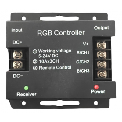 Controller RGB RF cu telecomanda touch, 5-24V DC, 3x10A, pentru