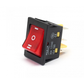 Intrerupator basculant iluminat rosu ON–OFF–ON, 30A 250V AC