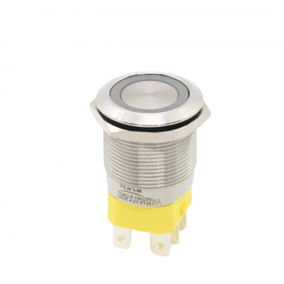 Buton push iluminat cu retinere, 20A 12–24V DC, 22mm, IP68