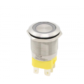 Buton push iluminat cu retinere, 20A 12–24V DC, 22mm, IP68