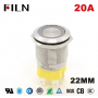 Buton push iluminat cu mentinere, 20A 12–24V DC, 22mm, IP68
