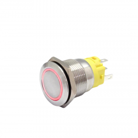 Buton push iluminat cu mentinere, 5A 12V DC, 19mm, IP67