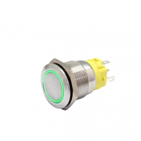 Buton push iluminat cu mentinere, 5A 12V DC, 19mm, IP67
