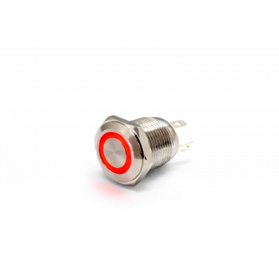 Buton push iluminat cu revenire, 3A 12V DC, 16mm, IP67