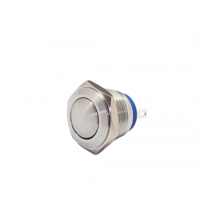 Buton push fara mentinere, 5A 250V AC, 16mm, IP65, metalic, 2