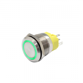 Buton push iluminat fara mentinere, 5A 12–24V DC, 22mm, IP65