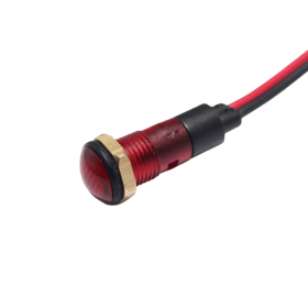 Indicator LED de panou din plastic, 8mm, 2 fire 20cm, rosu