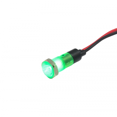 Indicator de panou din plastic, 8mm, 2 fire 20cm, verde, 12-24V