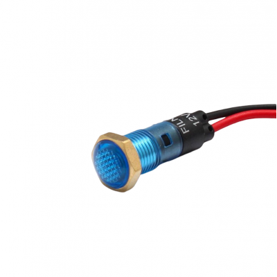 Indicator LED de panou din plastic, 8mm, 2 fire 20cm, albastru