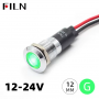 Indicator LED plat de panou alama 12mm, 2 fire 20cm, verde