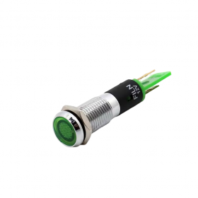 Indicator LED plat de panou din alama, 8mm, pini 2.8mm, verde
