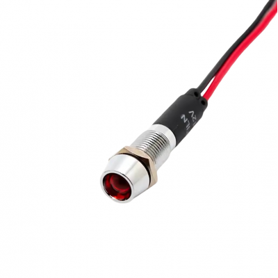 Indicator/martor LED incastrat de panou din alama, 8mm, 2 fire