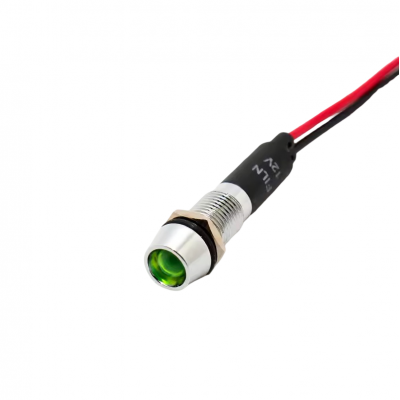 Indicator/martor LED incastrat de panou din alama, 8mm, 2 fire