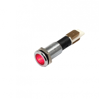 Indicator LED plat de panou din alama, 10mm, pini 6.3mm, rosu