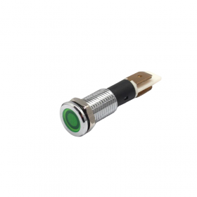 Indicator LED plat de panou din alama, 10mm, pini 6.3mm, verde