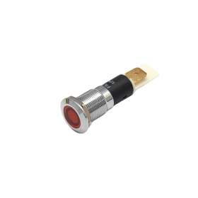 Indicator LED plat de panou din alama, 12mm, pini 6.3mm, rosu
