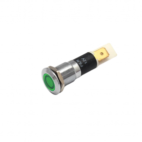 Indicator/martor LED plat de panou din alama, 12mm, pini 6.3mm