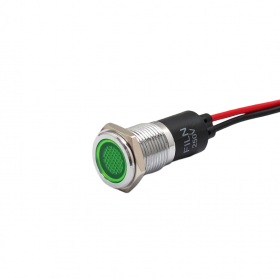 Indicator LED incastrat de panou din alama, 14mm, 2 fire 20cm