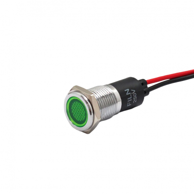 Indicator LED incastrat de panou din alama, 16mm, 2 fire 20cm