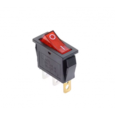 Intrerupator basculant/rocker iluminat rosu ON–OFF, 15A 250V