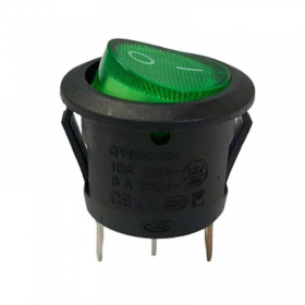 Intrerupator rocker rotund iluminat verde ON–OFF cu mentinere