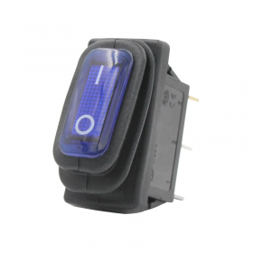 Intrerupator basculant/rocker ON-OFF albastru, ermetic, SPST