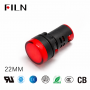 Indicator LED cu filet de panou din plastic, 22mm, borne cu