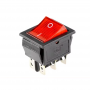 Intrerupator basculant/rocker iluminat rosu, DPDT, ON-ON, 6