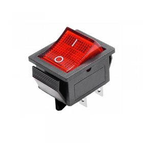 Intrerupator basculant/rocker iluminat rosu, DPST, ON-OFF, 4