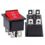 Intrerupator basculant/rocker iluminat rosu ON–OFF–ON cu