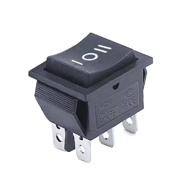 Intrerupator basculant/rocker ON–OFF–ON cu mentinere, 16A 250V