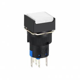 Buton intrerupator push fara mentinere patrat 16mm, plastic