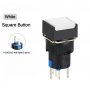 Buton intrerupator push cu revenire patrat 16mm, plastic, 12V