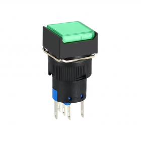 Buton intrerupator push cu revenire patrat 16mm, plastic, 12V