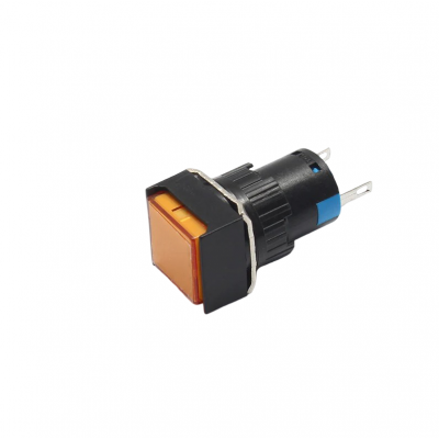 Indicator LED de panou din plastic, 16mm, 2 pini, galben, 12V