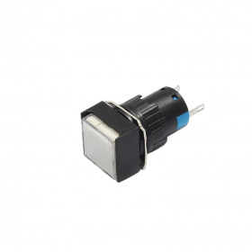 Indicator/martor LED de panou din plastic, 16mm, 2 pini, alb