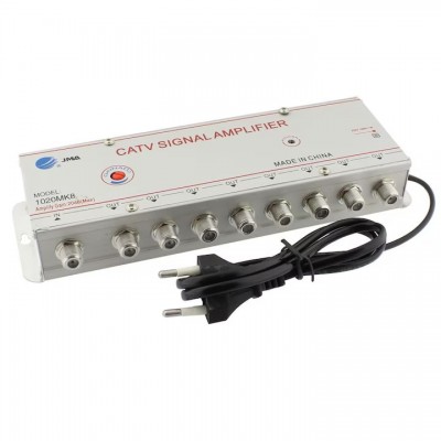 Amplificator semnal TV 8 cai 20dB, splitter activ CATV, 1 intrare 8 iesiri, 220V, ALX-12F012